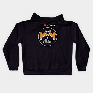 I love coffee and Akita dog black Kids Hoodie